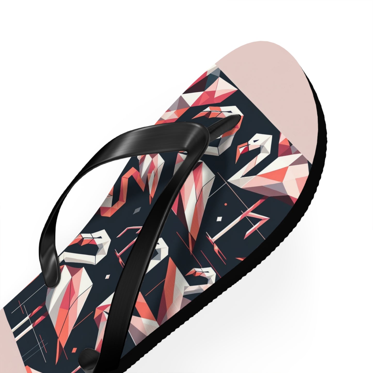 Geometric Elegance Flamingo Flip Flops - Contemporary Chic in Pink and Coral