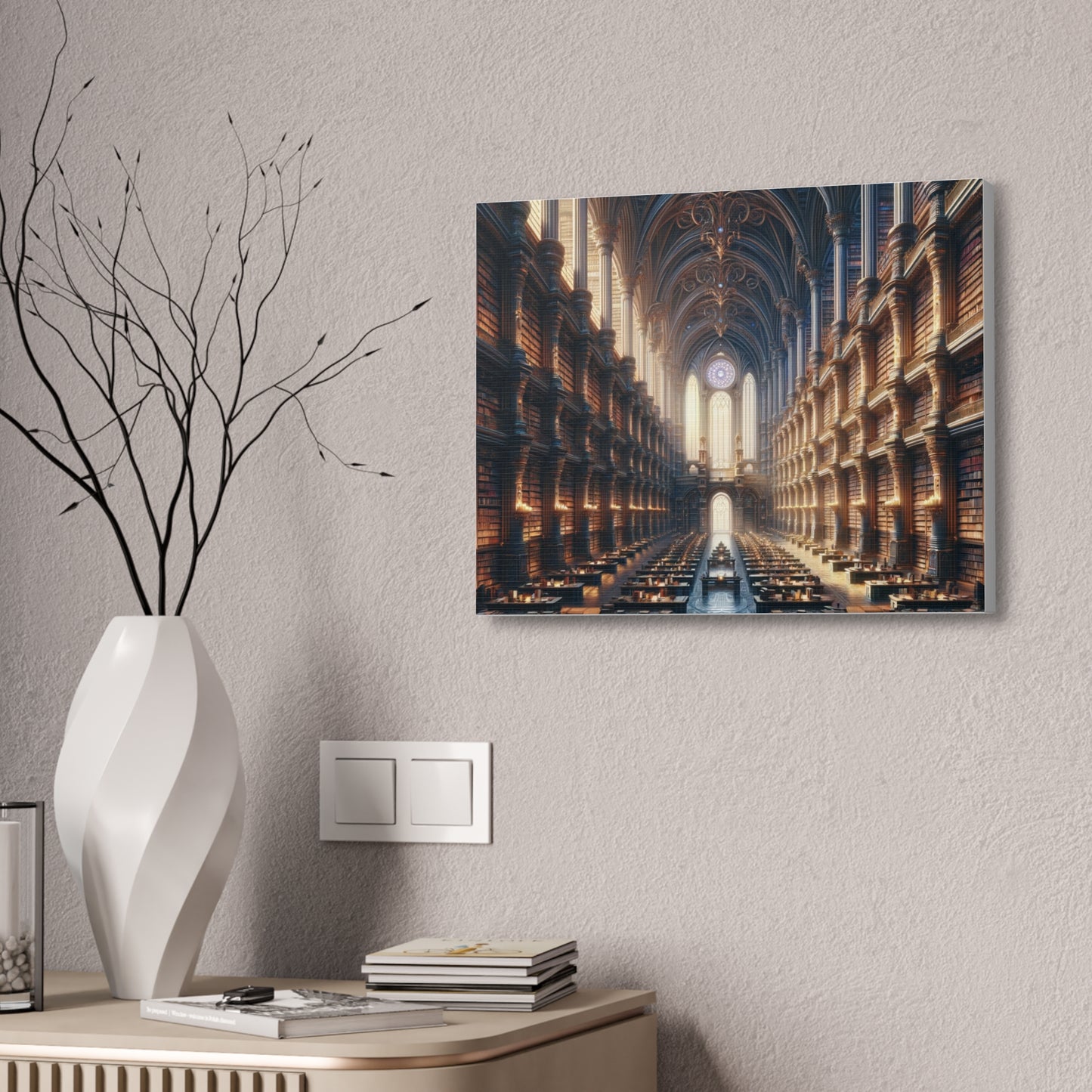 Sanctuary of Knowledge: Grand Fantastical Library Canvas Art