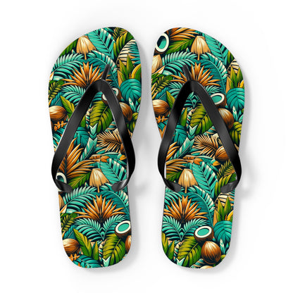 Tropical Oasis Palm & Coconut Flip Flops