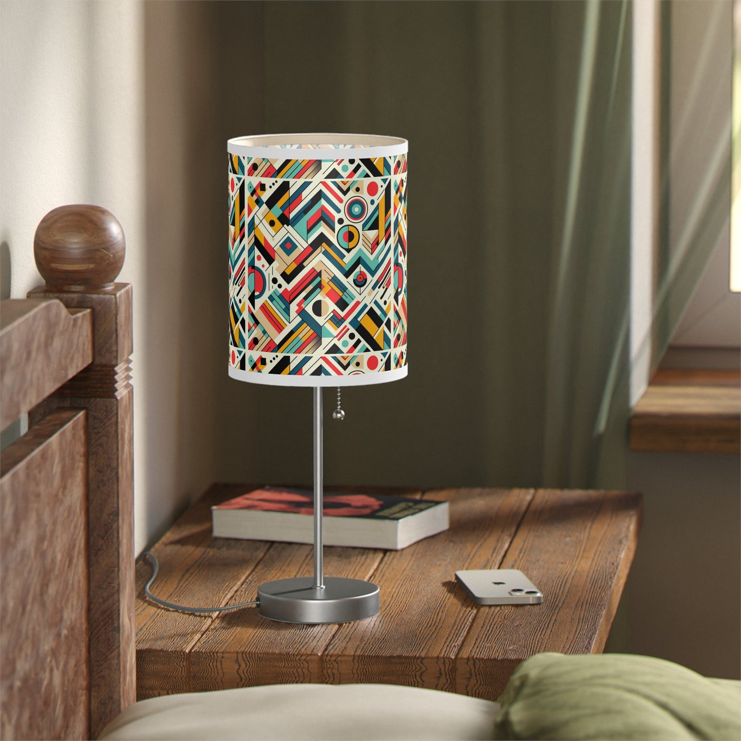 Geometric Harmony Table Lamp with Abstract Pattern