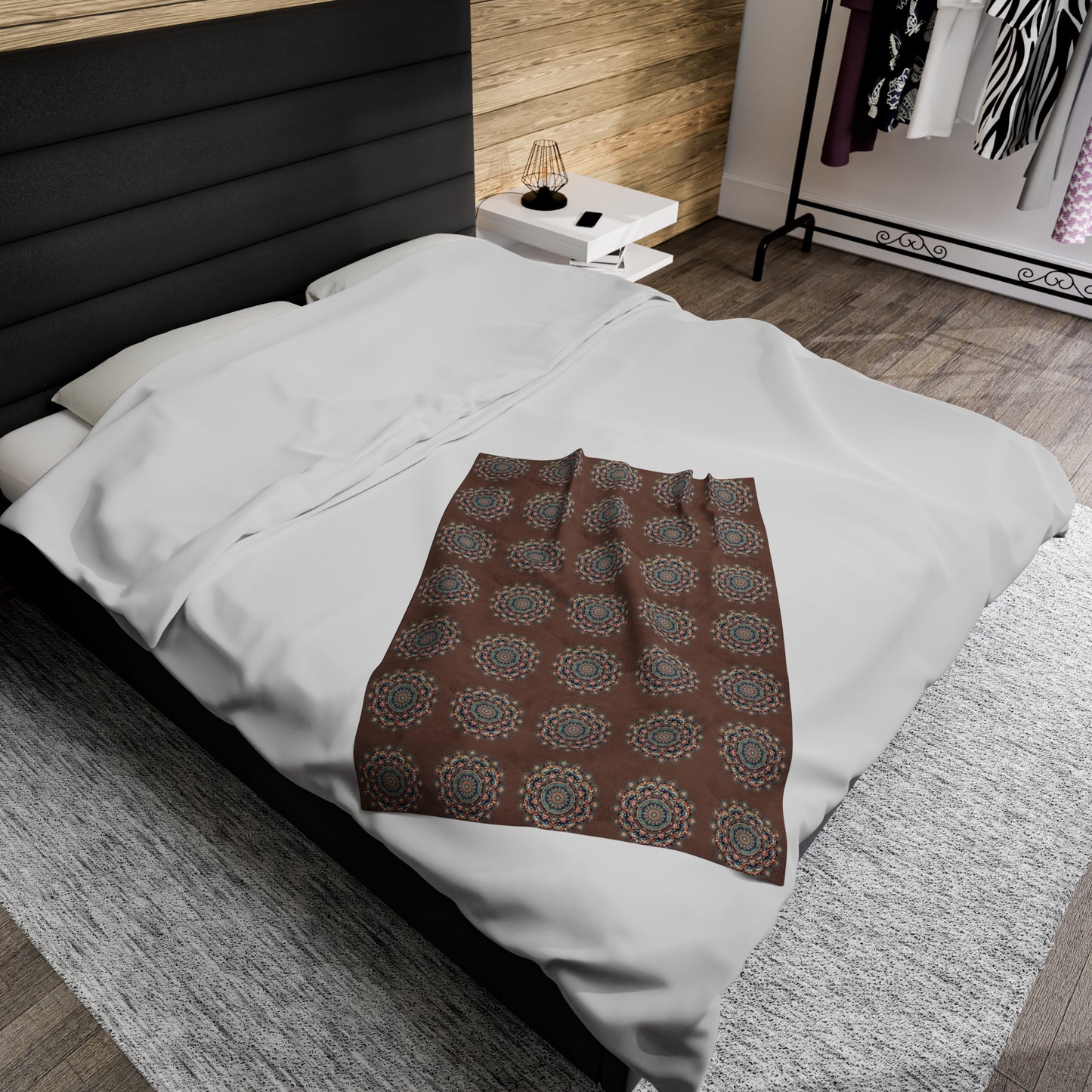 Mandala Magic: Intricate Pattern Velveteen Plush Blanket