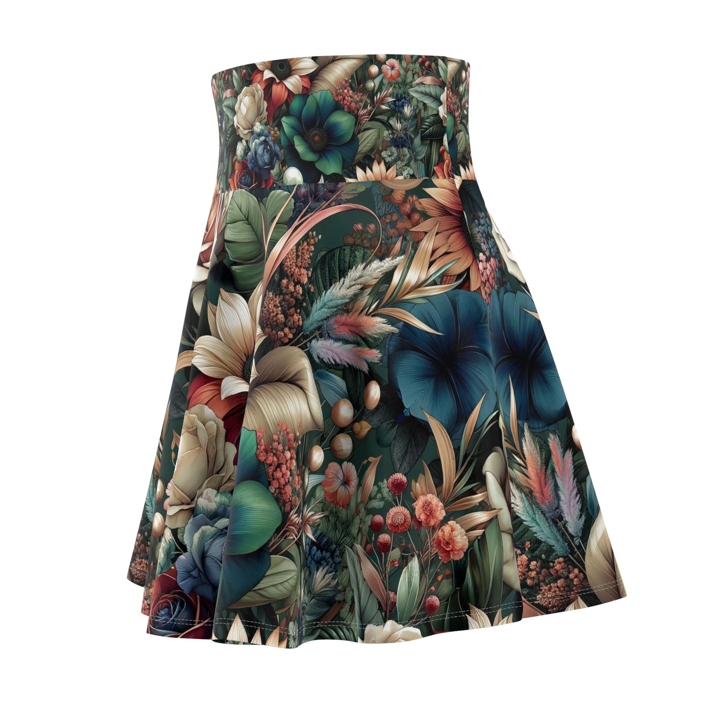 "Floral Symphony" Artistic Jewel-Tone Women's Skater Skirt