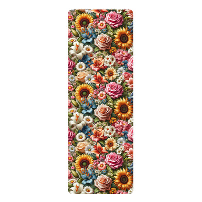 Blooming Garden Yoga Mat - Vibrant Floral Microfiber Design
