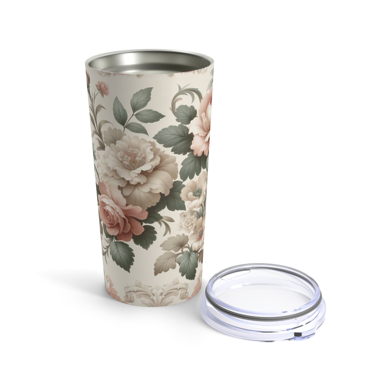 Vintage Floral Elegance 20oz Tumbler - Delicate Roses and Peonies Design in Pastel Shades