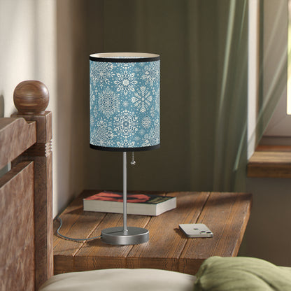 Frosty Elegance Table Lamp with Winter Wonderland Pattern