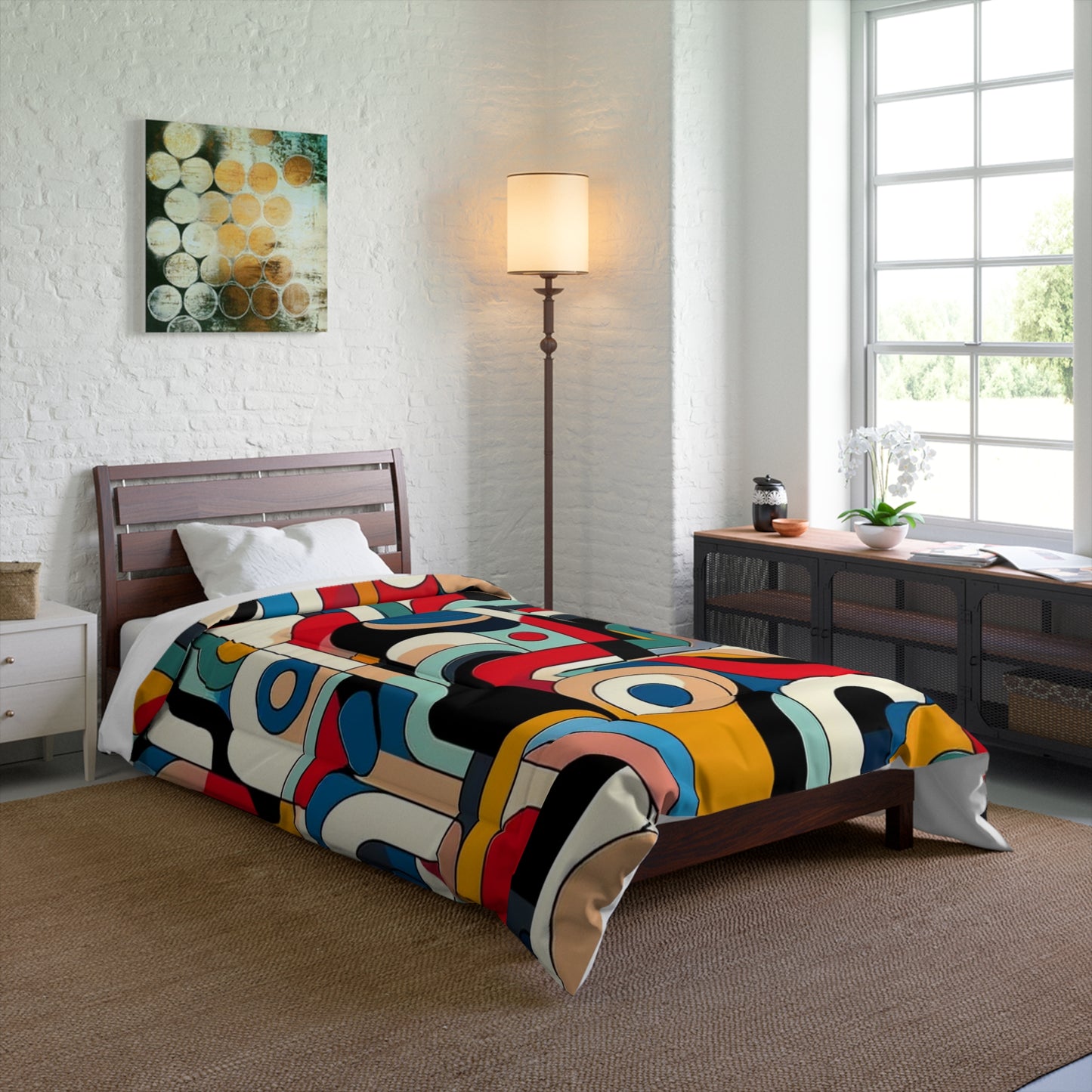 Vibrant Mosaic Abstract Comforter - Bold Artistry in Colors