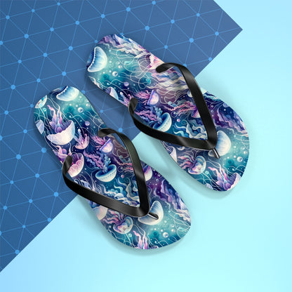 Oceanic Dreams Jellyfish Flip Flops - Serene Underwater Elegance