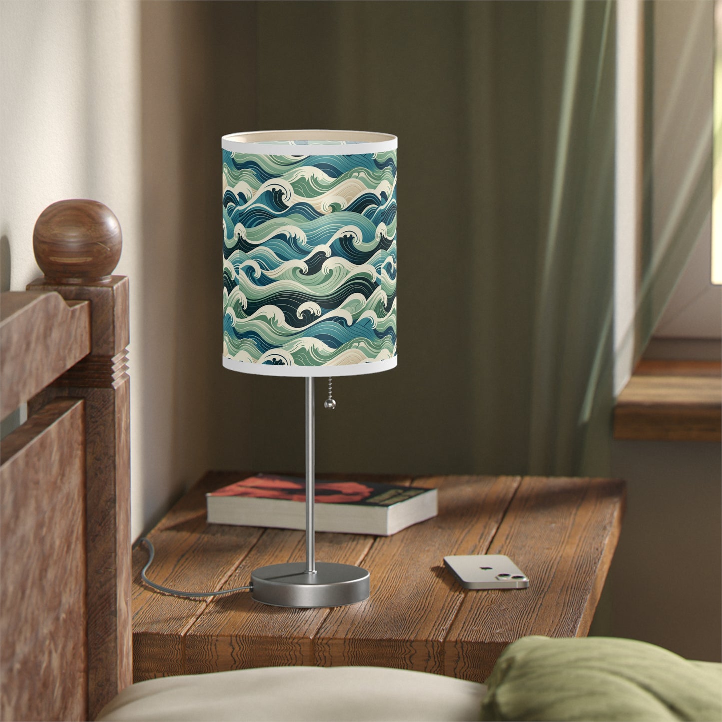 Ocean Serenity Table Lamp with High-Resolution Wave Pattern