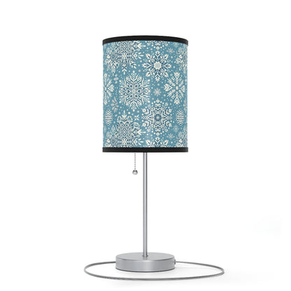 Frosty Elegance Table Lamp with Winter Wonderland Pattern