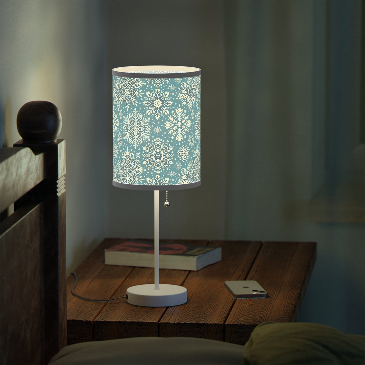 Frosty Elegance Table Lamp with Winter Wonderland Pattern