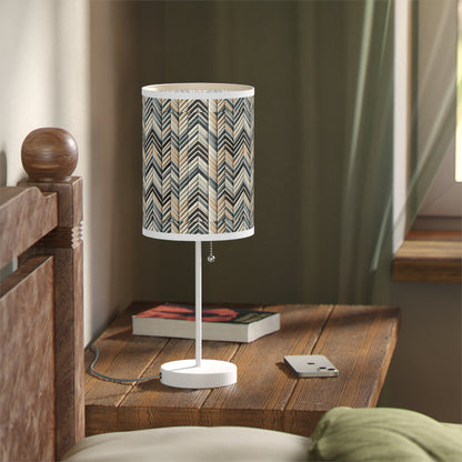 Elegant Weave Table Lamp with Classic Herringbone Pattern