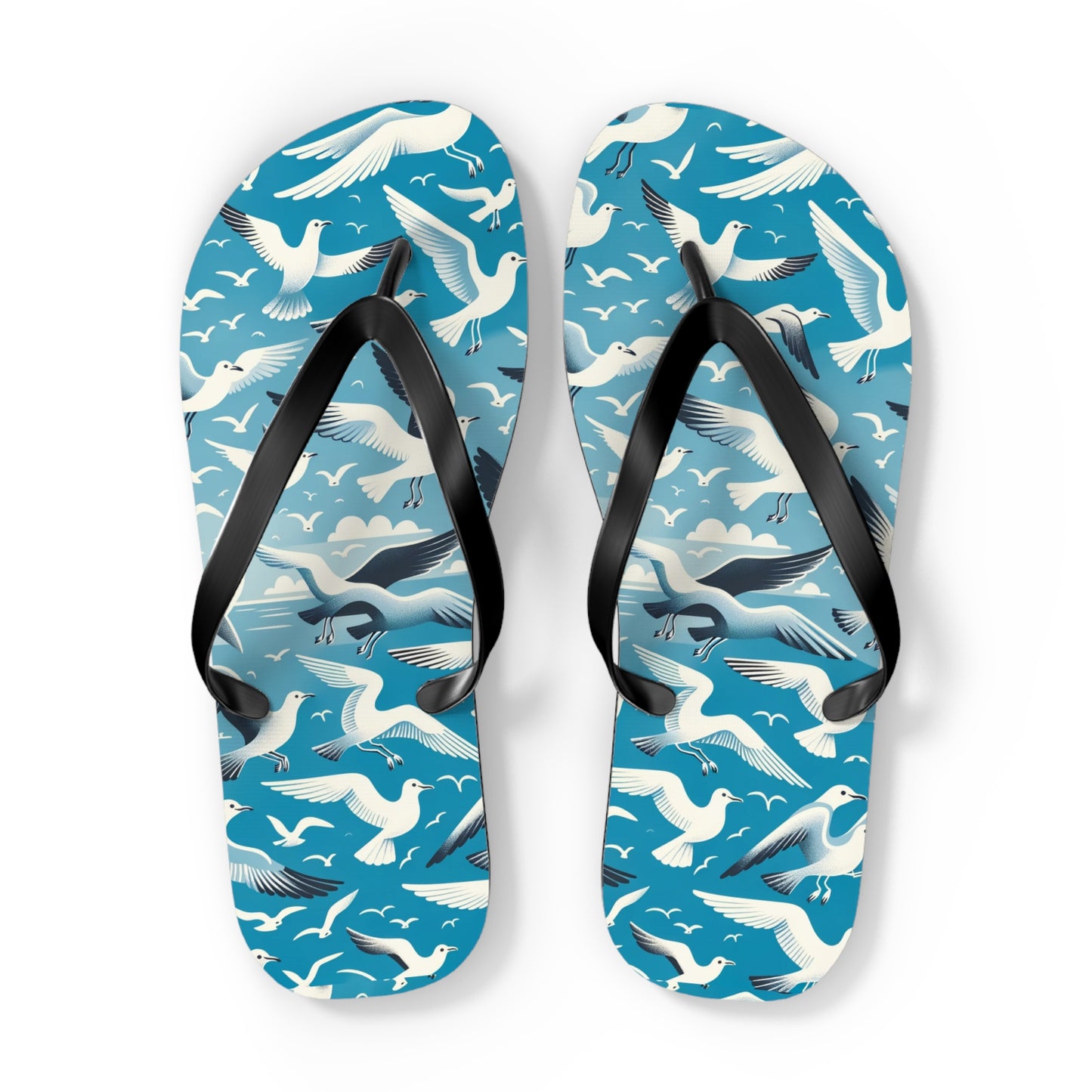 Seaside Breeze Seagull Flip Flops - Airy and Playful Coastal Footwear