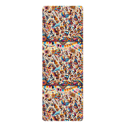 Festival Joy Yoga Mat - Colorful Celebration-Inspired Microfiber Design