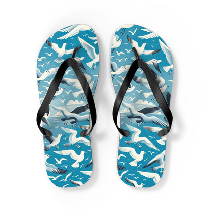 Seaside Breeze Seagull Flip Flops - Airy and Playful Coastal Footwear