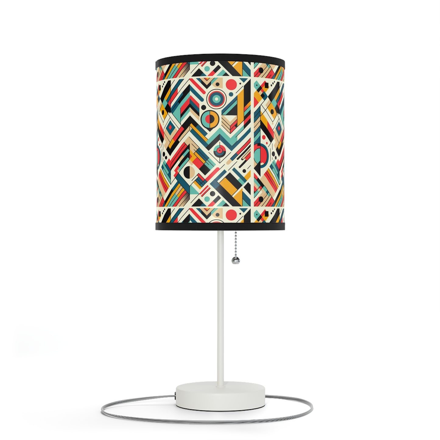 Geometric Harmony Table Lamp with Abstract Pattern