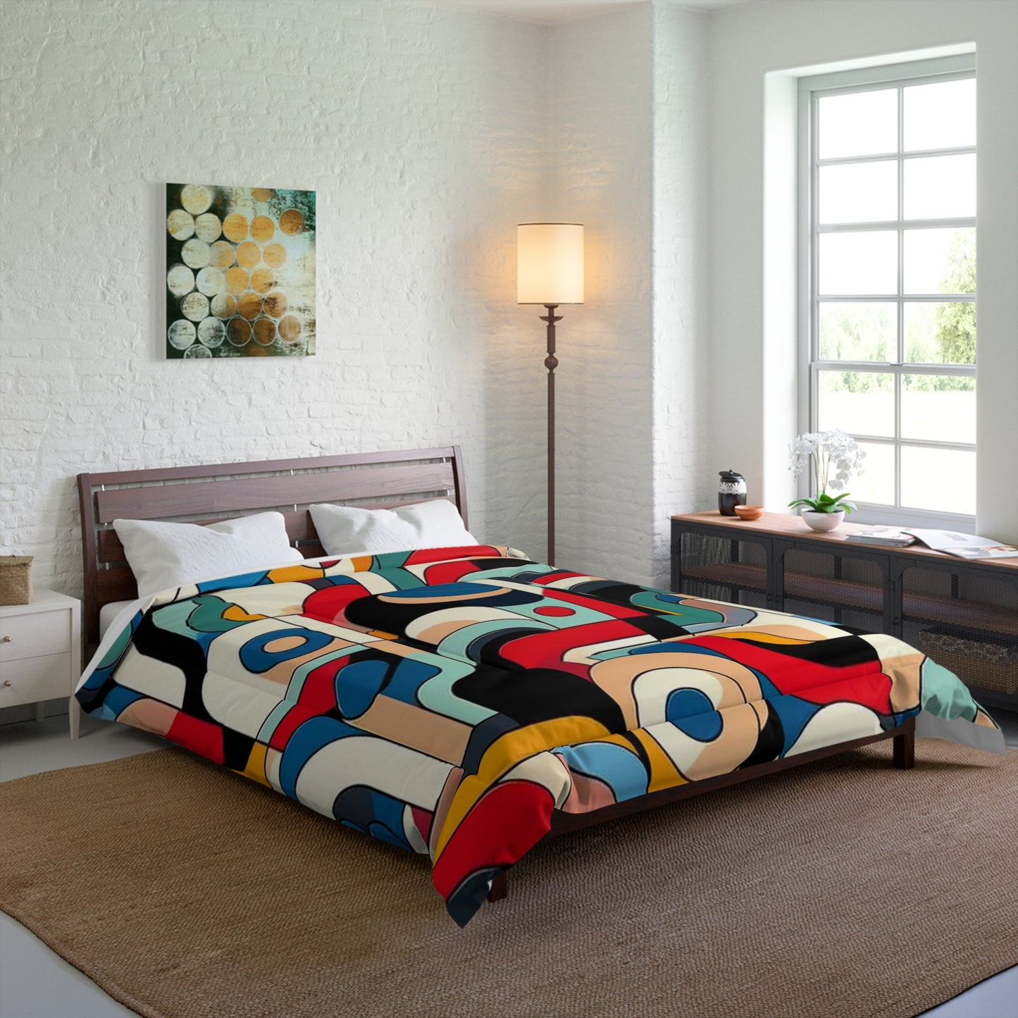 Vibrant Mosaic Abstract Comforter - Bold Artistry in Colors