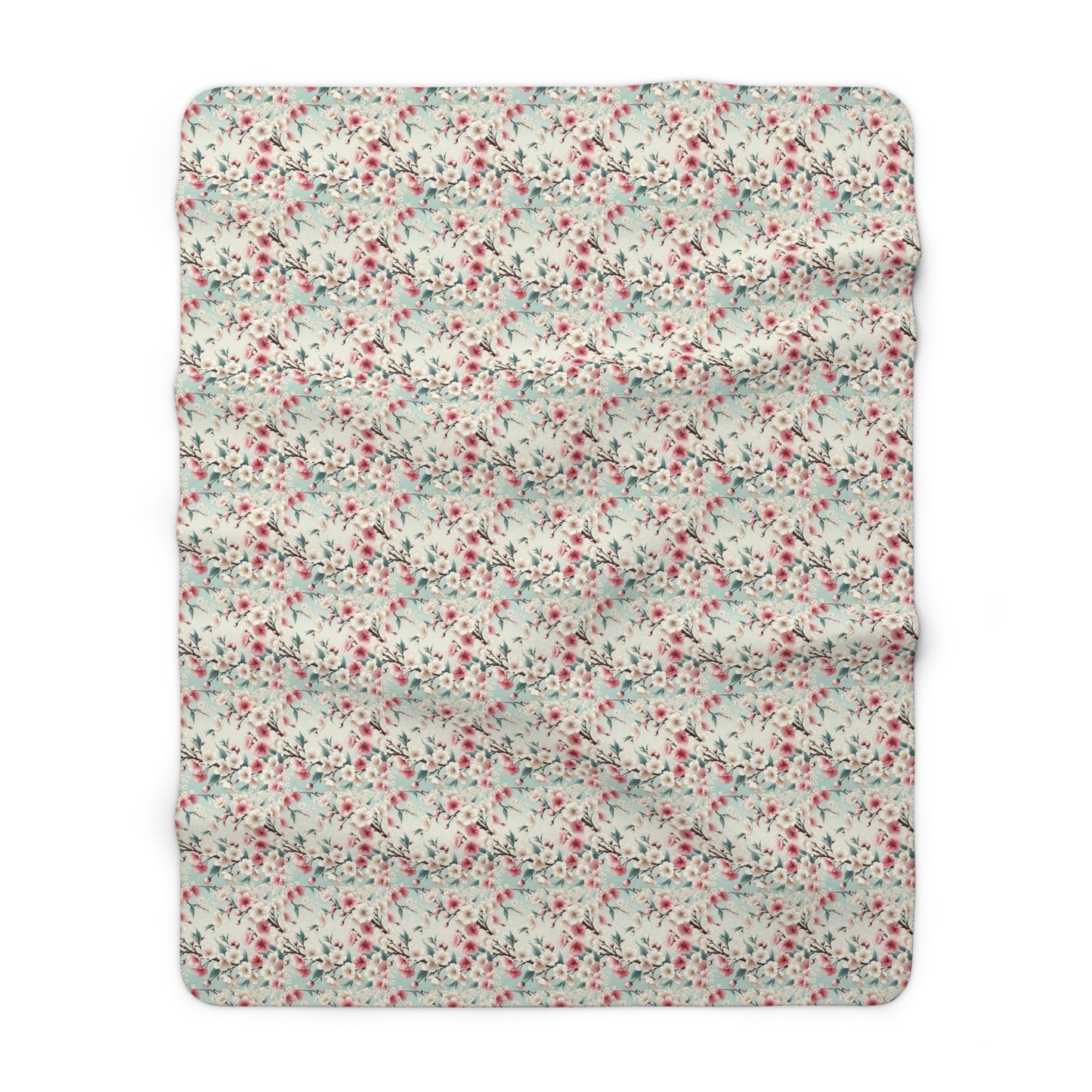 Springtime Sakura Serenity Sherpa Fleece Blanket - Japanese Cherry Blossom Design