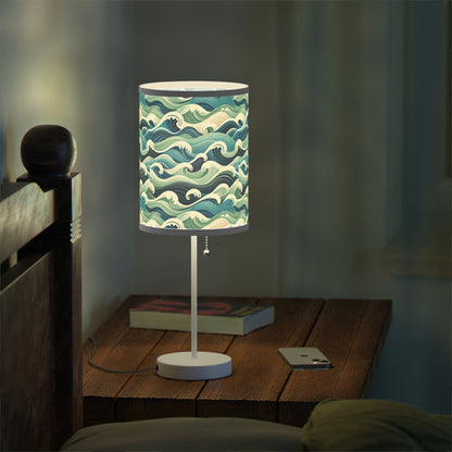 Ocean Serenity Table Lamp with High-Resolution Wave Pattern