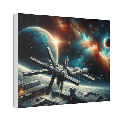 Cosmic Frontier: Futuristic Space Station Canvas Art