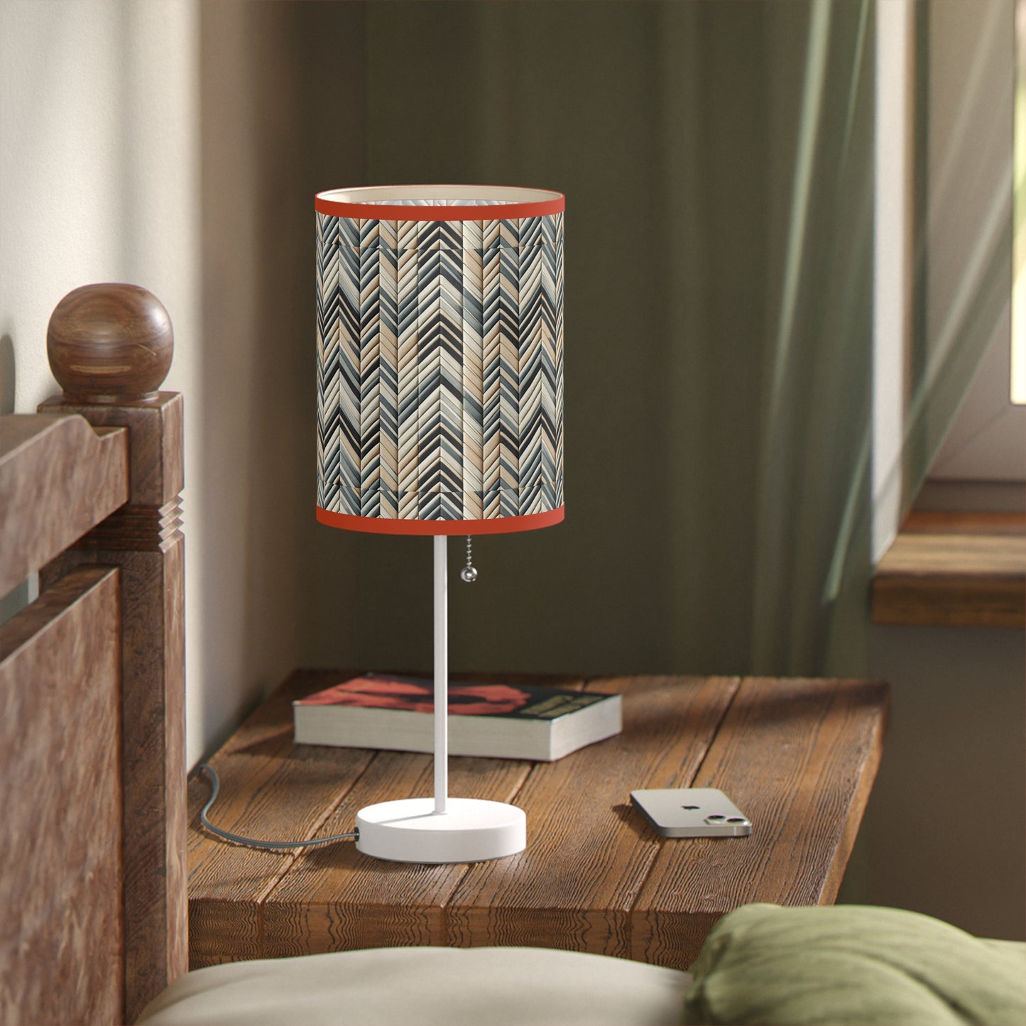 Elegant Weave Table Lamp with Classic Herringbone Pattern