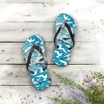 Seaside Breeze Seagull Flip Flops - Airy and Playful Coastal Footwear