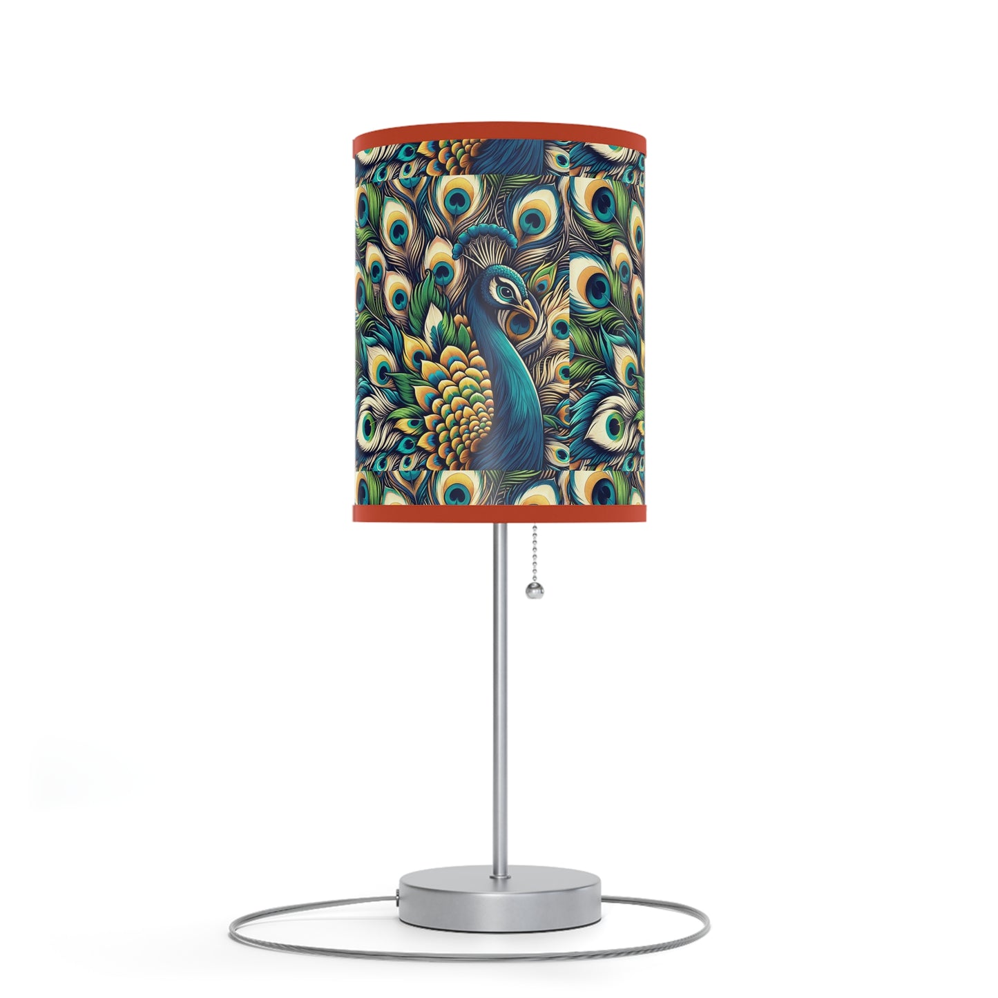 Regal Radiance Table Lamp with Peacock Plume Pattern