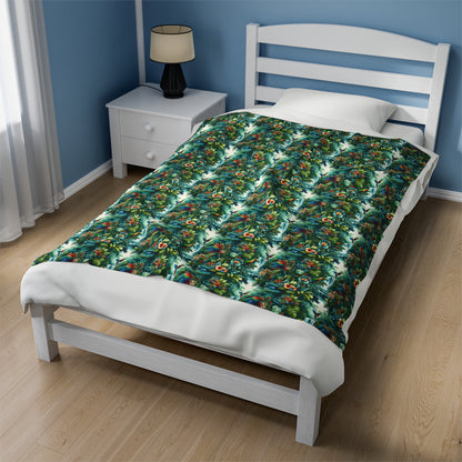 Tropical Oasis: Rainforest-Themed Velveteen Plush Blanket