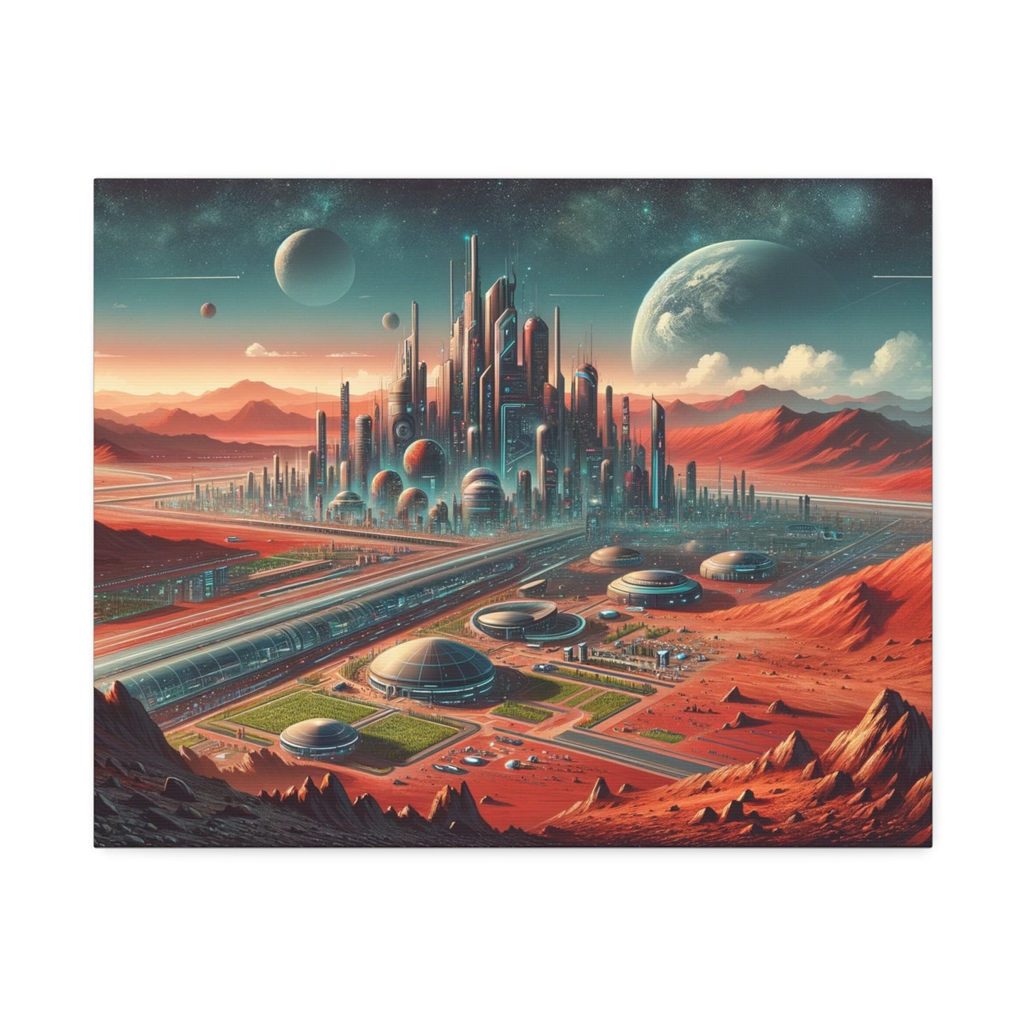 Martian Metropolis: Futuristic City on Mars Canvas Art