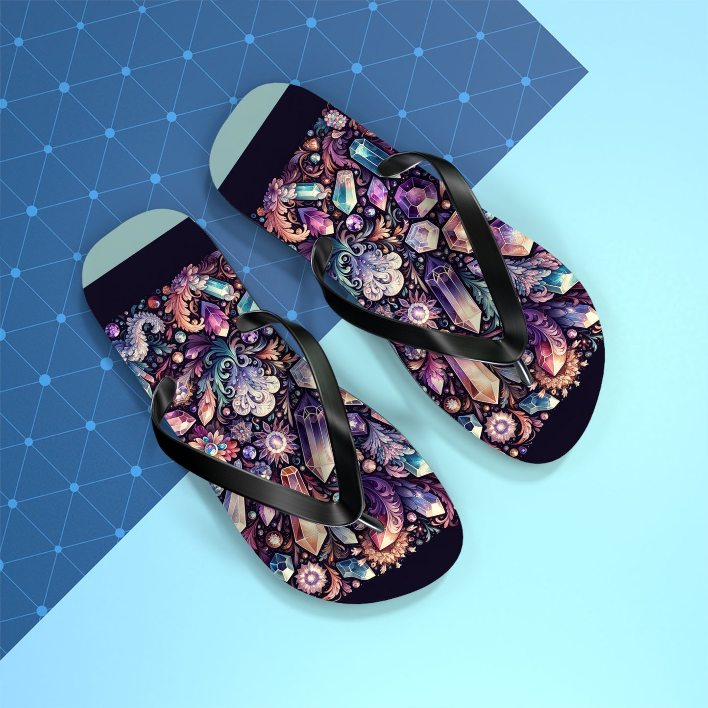 Enchanted Crystals Gemstone Flip Flops - Mystical and Elegant Summer Footwear