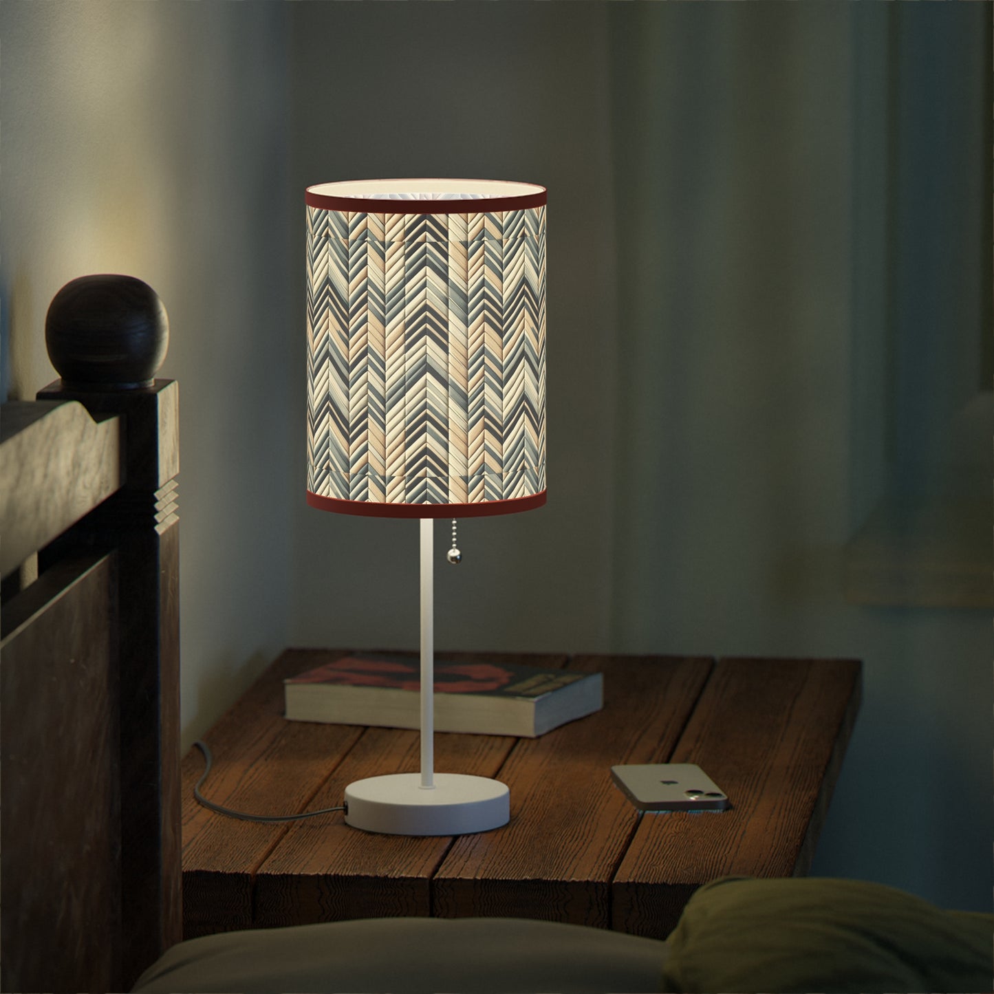 Elegant Weave Table Lamp with Classic Herringbone Pattern