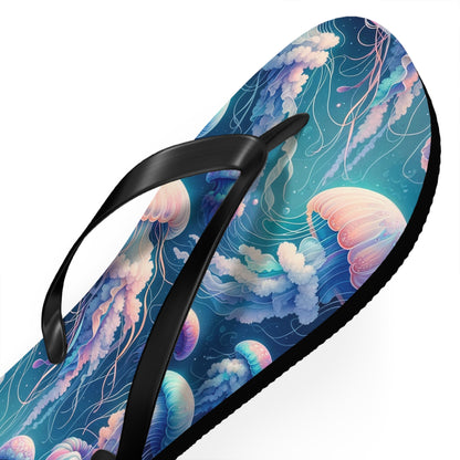 Mystical Depths Jellyfish Flip Flops - Serene Underwater Elegance