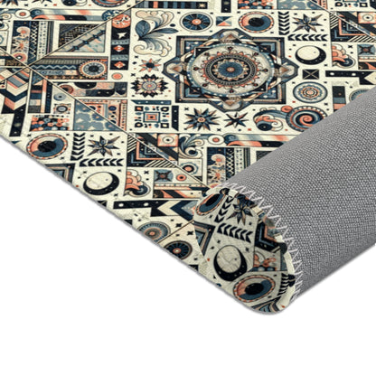 Cosmopolitan Canvas: Eclectic Geometric & Vintage-Inspired Area Rug