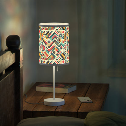 Geometric Harmony Table Lamp with Abstract Pattern