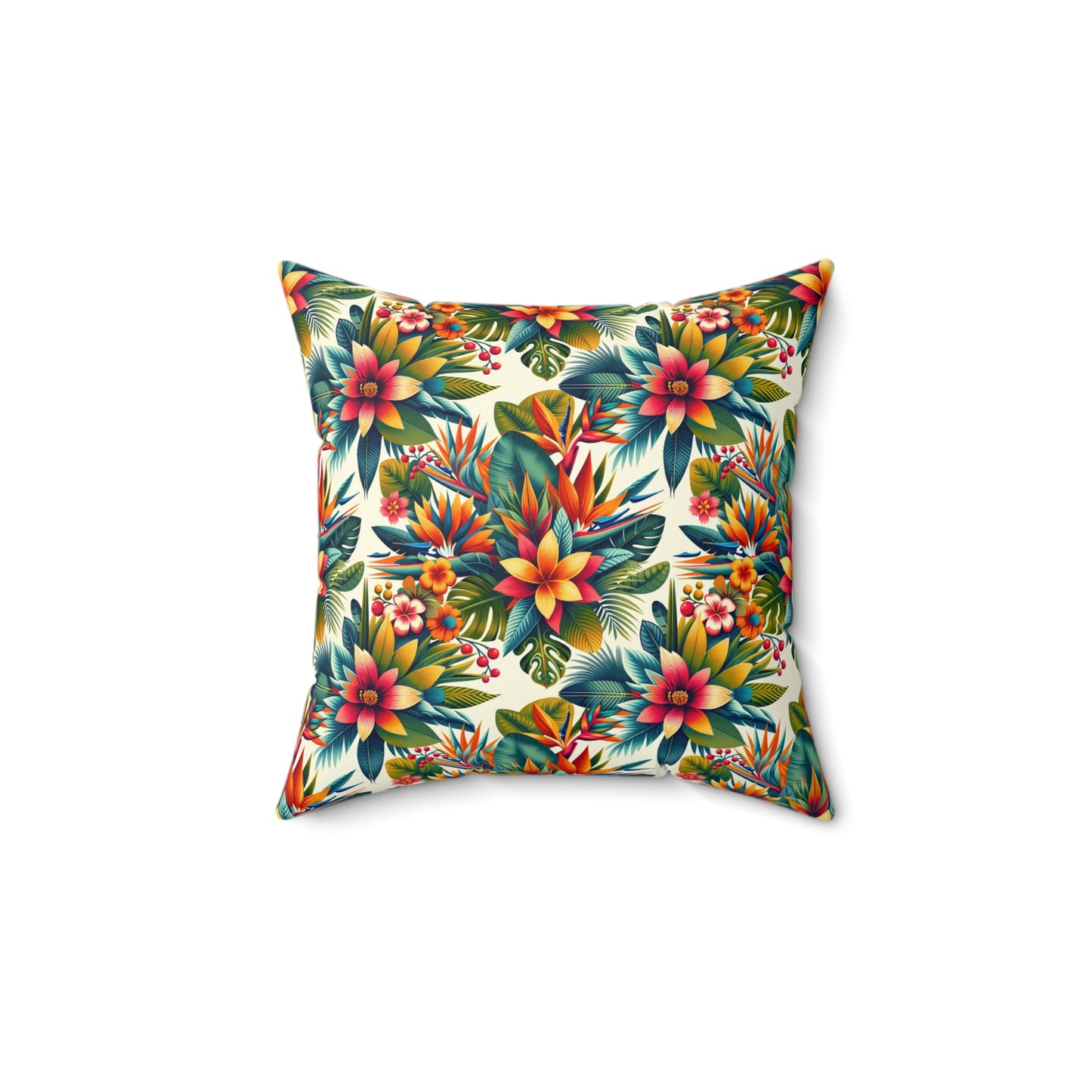 Tropical Paradise: Lush Floral and Foliage Pillow Design