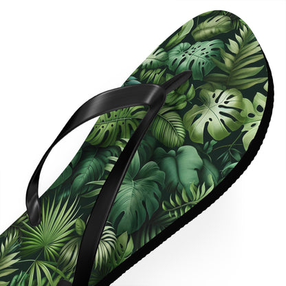 Tropical Jungle Foliage Flip Flops - Lush and Exotic Footwear