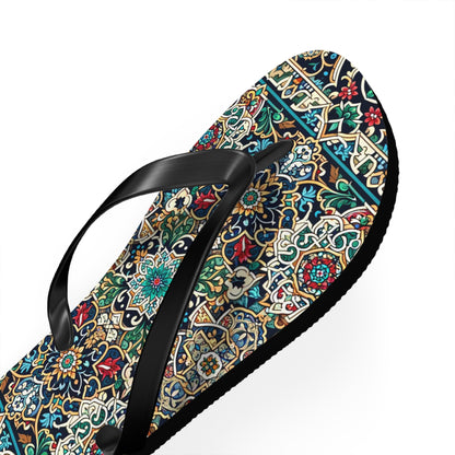 Majestic Marrakech Moroccan Tile Flip Flops - Exquisite Cultural Elegance