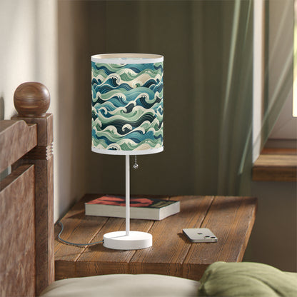 Ocean Serenity Table Lamp with High-Resolution Wave Pattern