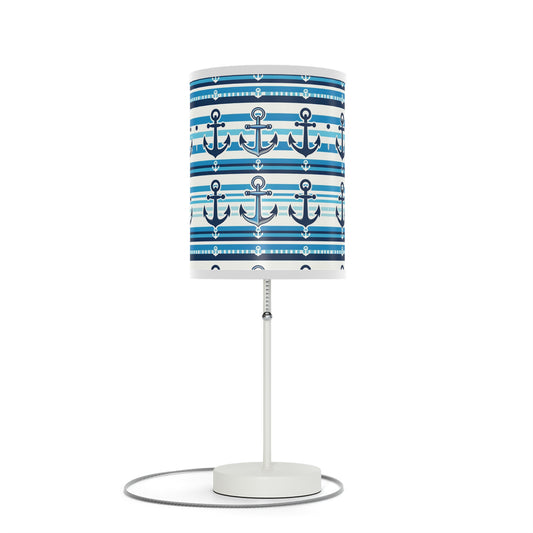 Seafarer's Charm Table Lamp with Nautical Stripes Pattern