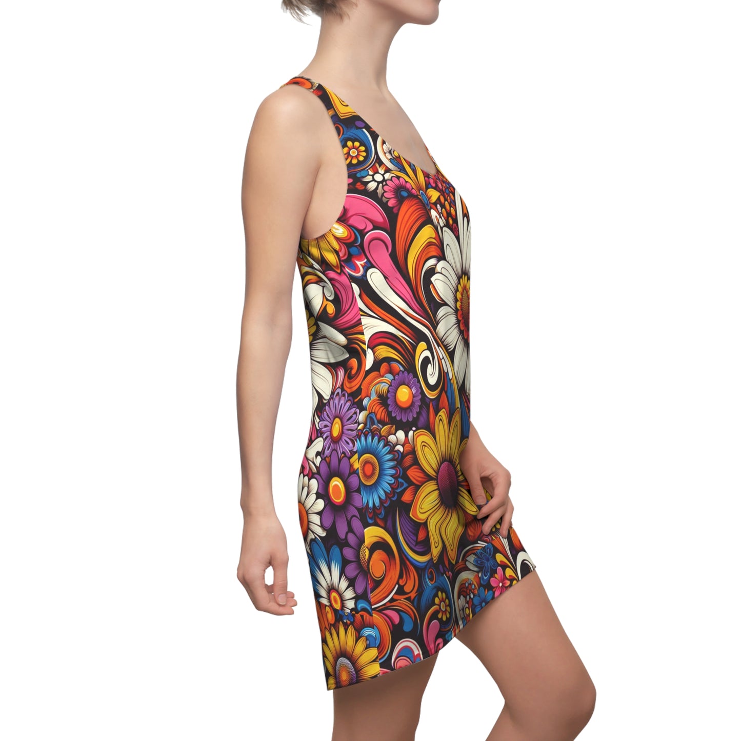 Retro Psychedelic Bloom Maxi Dress