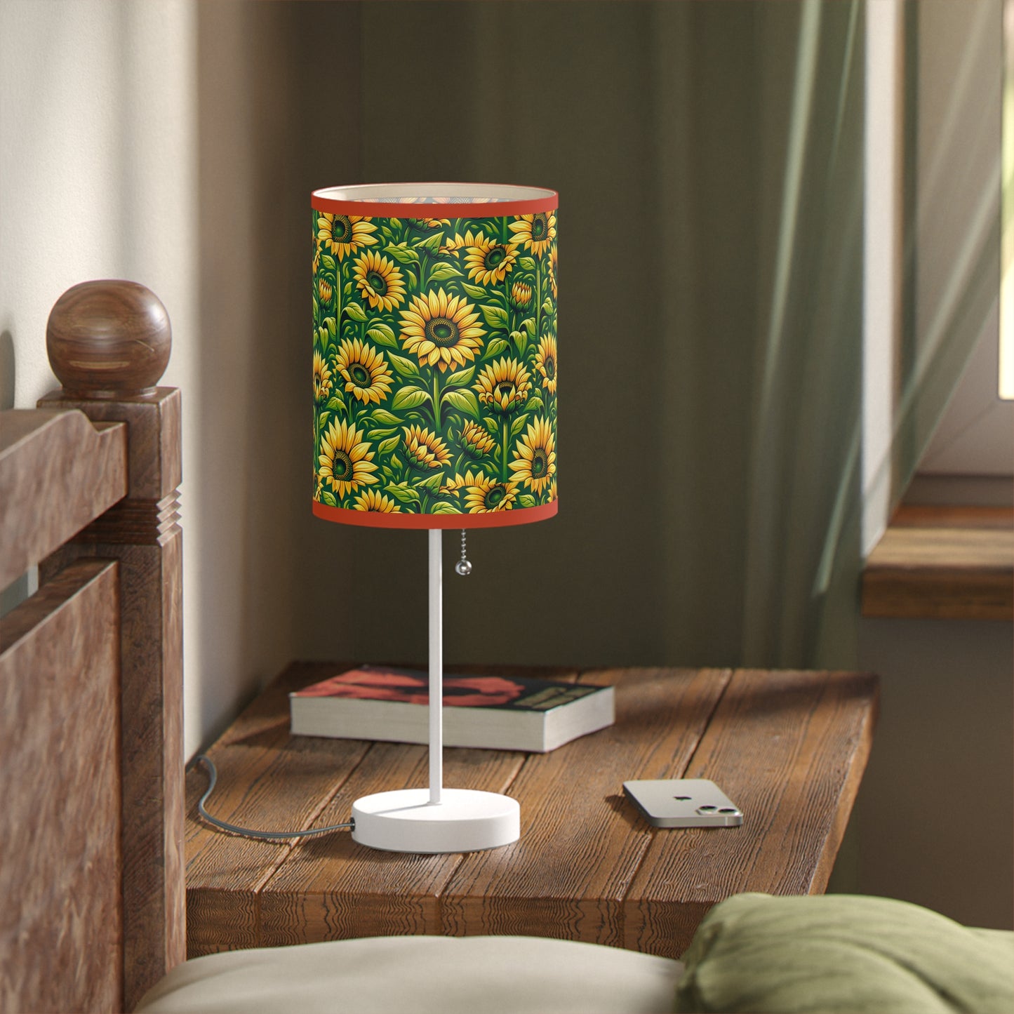 Sunny Blossom Table Lamp with Sunflower Field Pattern