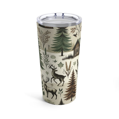 Rustic Woodland 20oz Tumbler - Cozy Cabin and Forest Design, Earthy Tones