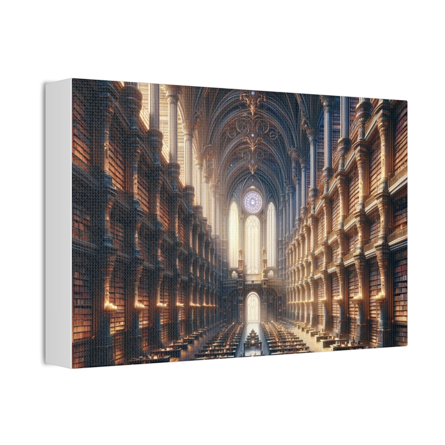 Sanctuary of Knowledge: Grand Fantastical Library Canvas Art