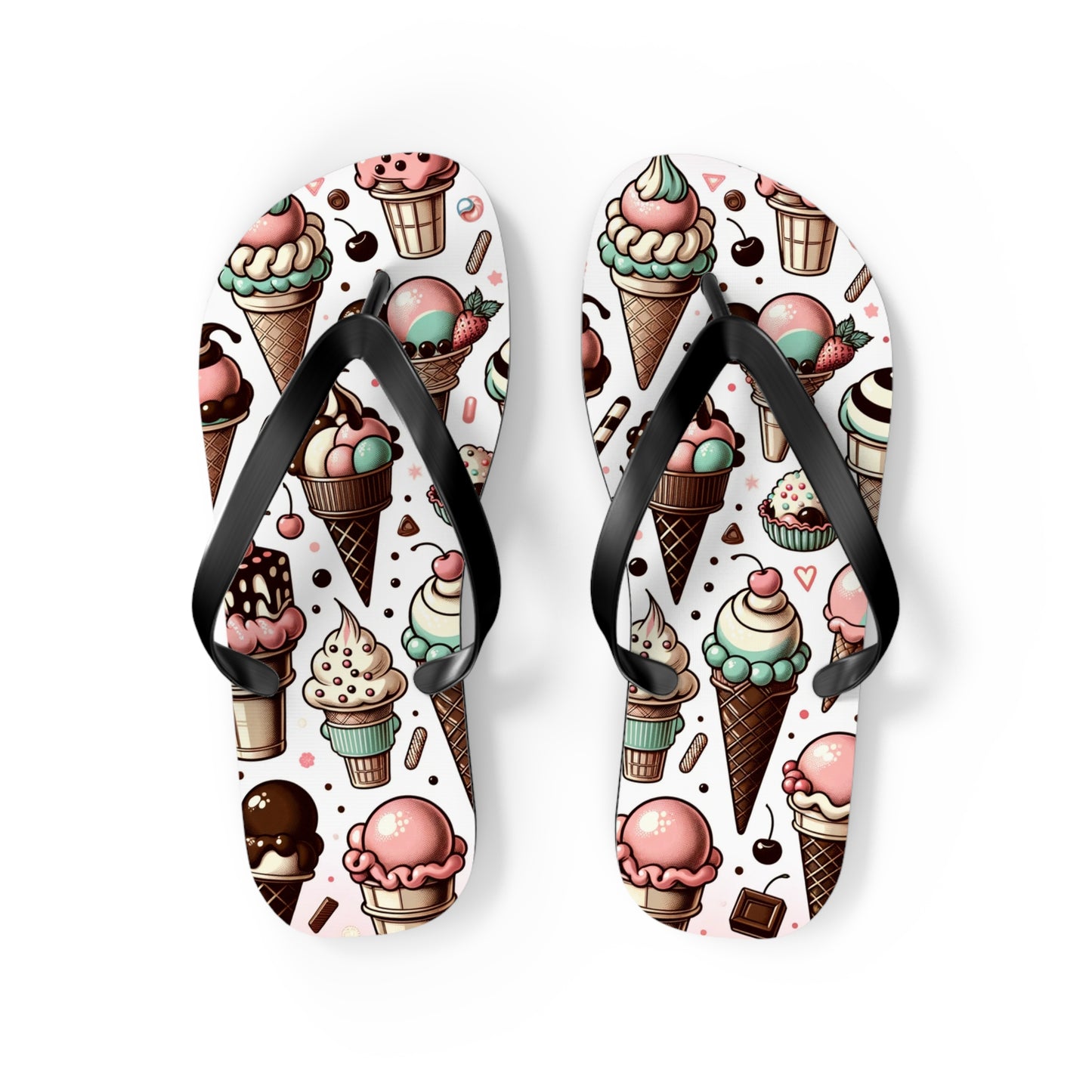 Sweet Nostalgia Retro Ice Cream Cone Flip Flops - A Scoop of Vintage Charm