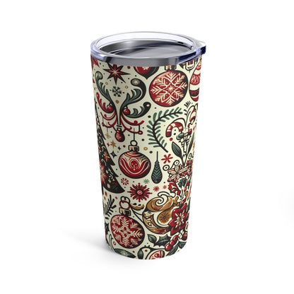 Holiday Cheer 20oz Tumbler - Festive Christmas Design with Snowflakes and Reindeer