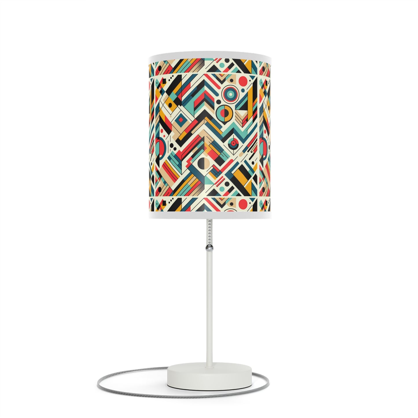 Geometric Harmony Table Lamp with Abstract Pattern