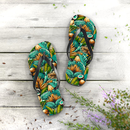 Tropical Oasis Palm & Coconut Flip Flops