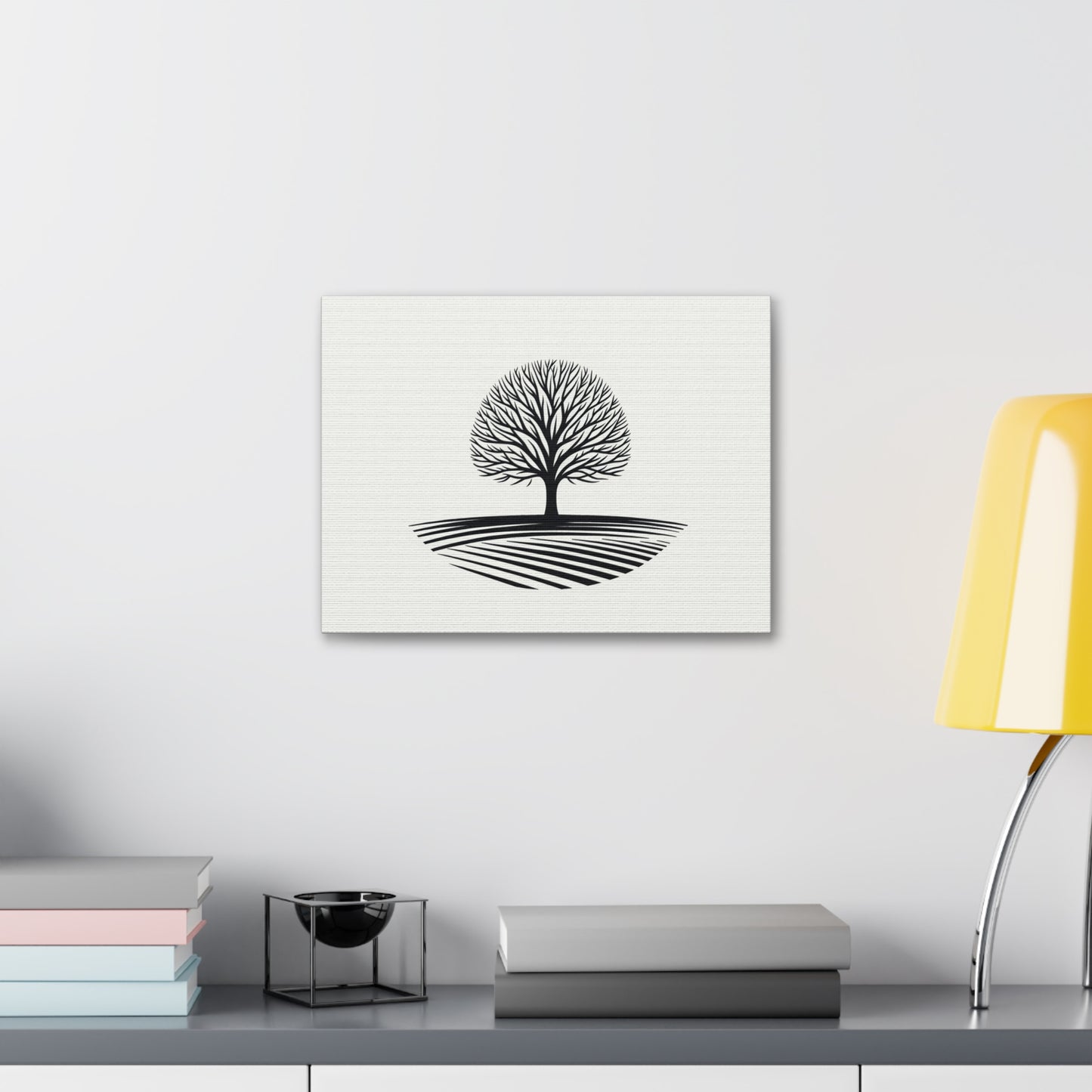 Serenity in Solitude Canvas Art - Minimalist Lone Tree Sketch