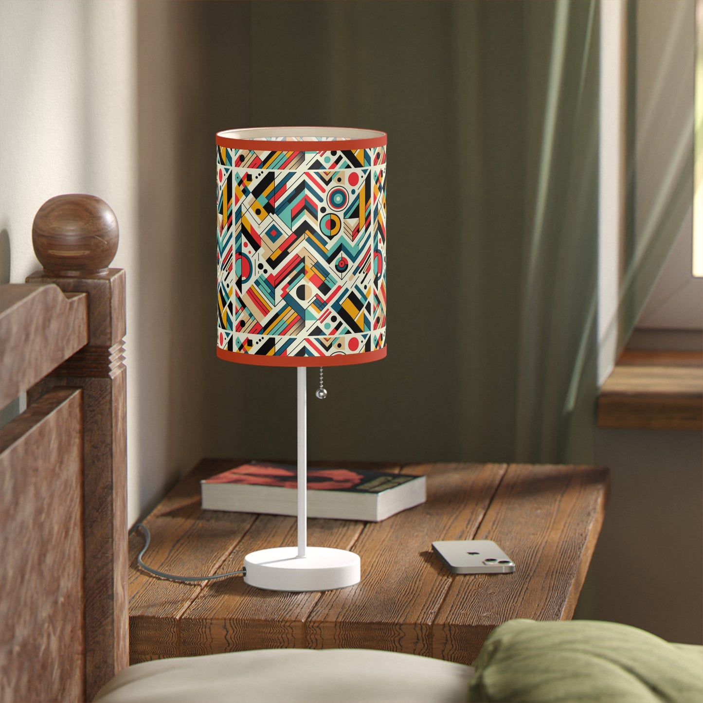 Geometric Harmony Table Lamp with Abstract Pattern