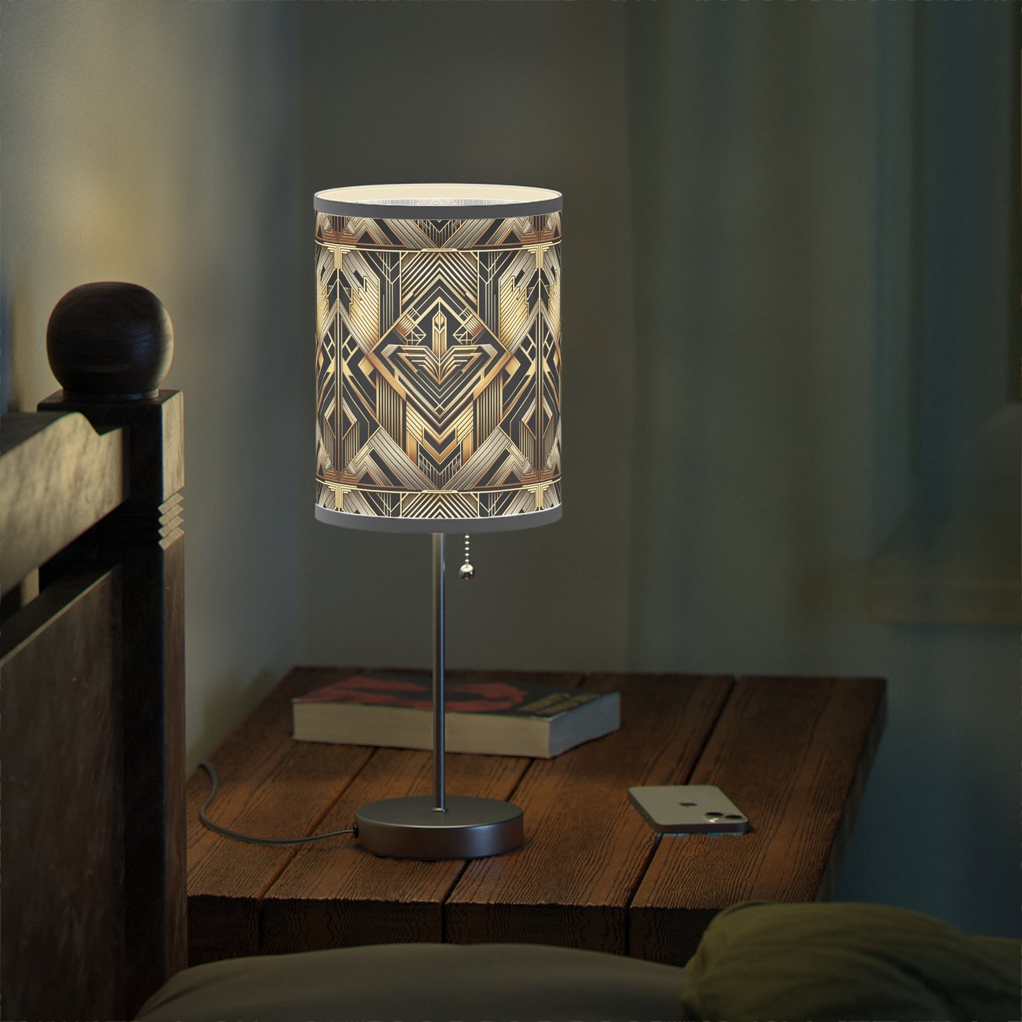 Deco Elegance Table Lamp with Art Deco-Inspired Pattern