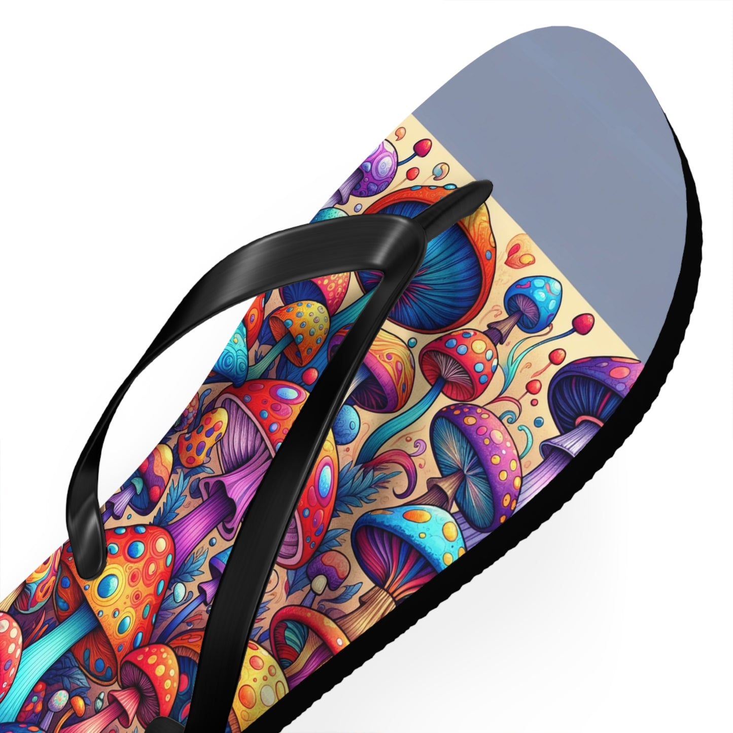 Enchanted Forest Psychedelic Mushroom Flip Flops - Vibrant Whimsy Footwear